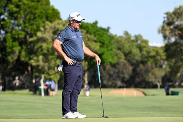 27th November 2025; Royal Queensland Golf Club, Brisbane, Queensland, Australia; BMW Australian PGA, Golf Herren Championship Golf, Round One; Ryan Fox of Australia waits for his turn to putt on the green  NigelxOwen
