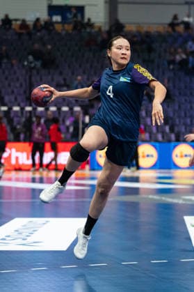 KUANDYKOVA Zhanerke (4 Kazakhstan) during warmup during the IHF Women s Handball World Championship, WM, Weltmeisterschaft game between Angola and Kazakhstan at the SWT Arena in Trier, Germany Copyright: xMartinxPitschx xSPPx Sportspressphoto_SPR66435