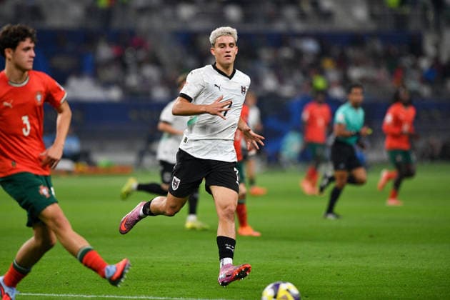 SOCCER - 2025 FIFA U17, U 17 World Cup DOHA,QATAR,27.NOV.25 - SOCCER - FIFA Under 17 World Cup Qatar 2025, final, Portugal vs Austria. Image shows Nicolas Jozepovic (AUT).  GEPAxpictures xRanjithxKumar