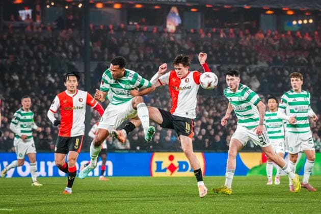 ROTTERDAM , 27-11-2025 , Stadium Feijenoord De Kuip , season 2025 2026 , UEFA Europa League football , match between Feyenoord and Celtic , picture shows Feyenoord player Leo Sauer Feyenoord - Celtic  x32218328x Copyright: