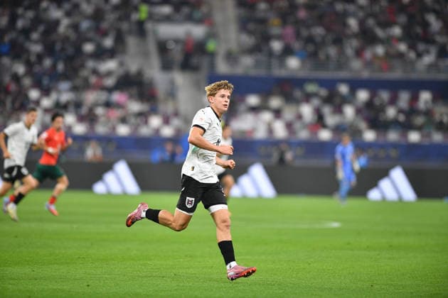 SOCCER - 2025 FIFA U17, U 17 World Cup DOHA,QATAR,27.NOV.25 - SOCCER - FIFA Under 17 World Cup Qatar 2025, final, Portugal vs Austria. Image shows Johannes Moser (AUT).  GEPAxpictures xRanjithxKumar
