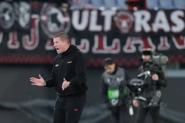 Midtjylland s head coach Mike Tullberg during the Uefa Europa League soccer match between Roma and Midtjylland at the Olympic Stadium in Rome, Italy - Thursday, November 27, 2025. - Soccer .  Copyright: xAlfredoxFalcone LaPressex