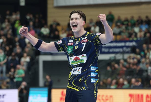 27 11 2025, xovx, Handball Daikin Handball Bundesliga, HSG Wetzlar Rhein Neckar Löwen Cheers for Robert Timmermeister Rhein Neckar Löwen Wetzlar Buderus Arena Hessen Germany EN