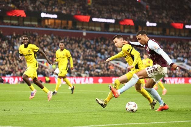 Sandro Lauper of BDC Young Boys and Morgan Rogers of Aston Villa Aston Villa v Young Boys, UEFA Europa League, Group Stage, Football, Villa Park, Birmingham, UK- 27 Nov 2025Birmingham Villa Park United Kingdom EDITORIAL USE ONLY No use with unauthorised audio, video, data, fixture lists, club league logos or live services. Online in-match use limited to 120 images, no video emulation. No use in betting, games or single club league player publications.  Copyright: xRyanxBrowne Shutterstockx 15928061z