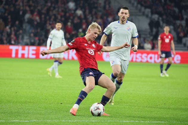 FOOTBALL : LOSC Lille vs Dinamo Zagreb - UEFA Europa League - 27 11 2025 Hakon HARALDSSON (LOSC Lille) lors du match LOSC Lille vs Dinamo Zagreb, UEFA Europa League phase de ligue, Decathlon Arena stade Pierre Mauroy, le 27 novembre 2025 - photo Laurent Sanson PsnewZ  Copyright: xLaurentxSANSONx xPsnewZx