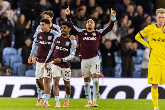 Aston Villa v BSC Young Boys Europa League 27 11 2025. GOAL scores 2-0 Aston Villa midfielder Donyell Malen (17) scores and celebrates during the Europa League match between Aston Villa and BSC Young Boys at Villa Park, Birmingham, England on 27 November 2025. Editorial use only , Copyright: xManjitxNarotrax PSI-23289-0020
