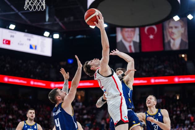 Turkiye v Bosnia and Herzegovina - FIBA World Cup European Qualifiers ISTANBUL, TURKIYE - NOVEMBER 27: Sehmuz Hazer (2) of Turkiye in action during the FIBA World Cup European Qualifiers group C first basketball match between Turkiye and Bosnia and Herzegovina at Turkcell Basketball Development Centre in Istanbul, Turkiye on November 27, 2025. Hakan Akgun Anadolu Istanbul Turkey. Editorial use only. Please get in touch for any other usage.  Copyright: x2025xAnadoluxHakanxAkgunx