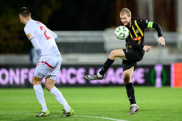 251127 Simon Gustafson of Häcken during the UEFA Conference League between Zrinjski Mostar and Häcken on November 27, 2025 in Mostar Photo Daniel Stiller BILDBYRAN kod DS DS0531 fotboll football soccer fotball uefa conference league conference league zrinjski mostar häcken bbeng bbauto  Copyright: DANIELxSTILLER BB251127DS029
