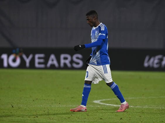 Ghali Abubakar Ahmand (Olomouc) in action during the Football UEFA Conference League, 4th round match: Sigma Olomouc vs NK Celje in Olomouc, Czech Republic, November 27, 2025. (CTKxPhoto LudekxPerina) CTKPhotoP2025112707371  CTKPhotoP2025112707371