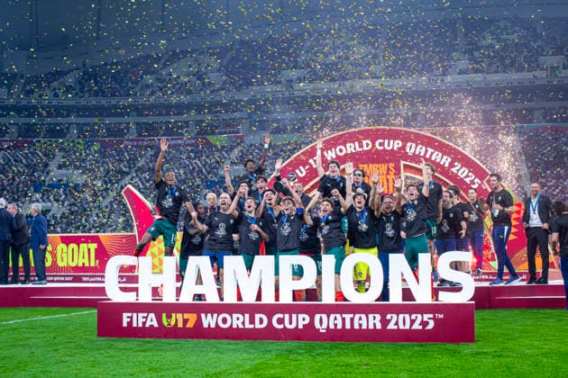 World Cup Football FIFA U17, U 17 U 17 U 17 U 17 World Cup Qatar 2025, Portugal vs Austria Final Portugal becomes world champion after beating Austria 1-0 with a goal by ANISIO CABRAL Joy, emotions, jubilation Copyright: xRedhaxHosnixSegganix
