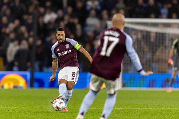Aston Villa v BSC Young Boys Europa League 27 11 2025. Aston Villa midfielder Youri Tielemans (8) plays a pass during the Europa League match between Aston Villa and BSC Young Boys at Villa Park, Birmingham, England on 27 November 2025. Editorial use only , Copyright: xManjitxNarotrax PSI-23289-0033