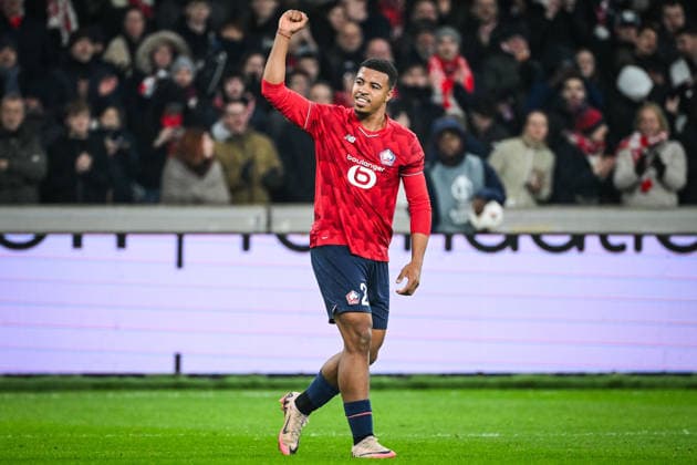 November 27, 2025, Villeneuve-D ascq, France, France: Hamza IGAMANE of Lille celebrates his goal during the UEFA Europa League, League Phase MD5 match between Lille OSC (LOSC) and GNK Dinamo Zagreb at Pierre Mauroy Stadium on November 27, 2025 in Villeneuve-d Ascq near Lille, France. Villeneuve-D ascq France - ZUMAm308 20251127_zsp_m308_013 Copyright: xMatthieuxMirvillex