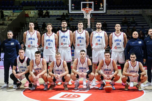 Serbia v Switzerland - FIBA World Cup European Qualifiers BELGRADE, SERBIA - NOVEMBER 27: Players of Serbia pose for a team photo ahead of the FIBA World Cup European Qualifiers group C first round basketball match between Serbia and Switzerland at Aleksandar Nikolic Hall in Belgrade, Serbia on November 27, 2025. Filip Stevanovic Anadolu Belgrade Serbia. Editorial use only. Please get in touch for any other usage.  Copyright: x2025xAnadoluxFilipxStevanovicx
