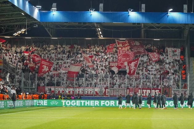 Football UEFA Europa League 2025 26, Matchday 5 Viktoria Pilsen vs SC Freiburg Doosan Arena Pilsen, Czech Republic Visiting fans from Freiburg Pilsen Plzenský kraj Czech Republic Copyright: xJOERANxSTEINSIEKx