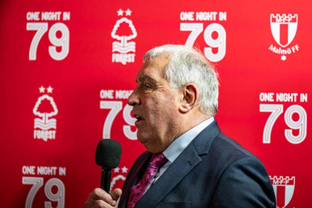 27th November 2025; The City Ground, Nottingham, England; UEFA Europa League Football, Nottingham Forest versus Malmo FF; Peter Shilton arrives at The City Ground and is interviewed by the media  GodfreyxPitt