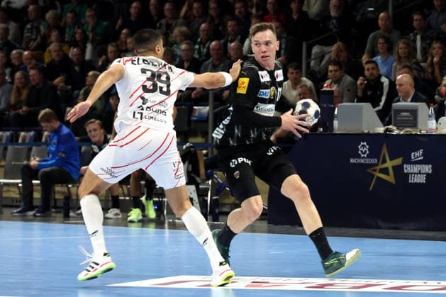 DEU, Machineseeker EHF Champions League, Fuechse Berlin vs Veszprem, 27 11 2025, Max Schmeling Halle, Berlin, DEU, Machineseeker EHF Champions League, Fuechse Berlin vs Veszprem, im Bild v11 , v39 nordphotoxGmbHx xEngler nph00076