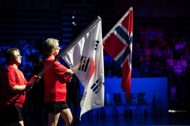 Presentation of the flags during the IHF Women s Handball World Championship, WM, Weltmeisterschaft game between Norway and Republic of Korea at the SWT Arena in Trier, Germany Copyright: xMartinxPitschx xSPPx Sportspressphoto_SPR66516