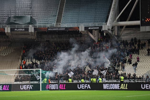 SOCCER - UEFA EL, Panathinaikos vs Sturm GRAZ,AUSTRIA,27.NOV.25 - SOCCER - UEFA Europa League, Panathinaikos Athen vs SK Sturm Graz. Image shows fans (Sturm).  GEPAxpictures xChrisxBauer