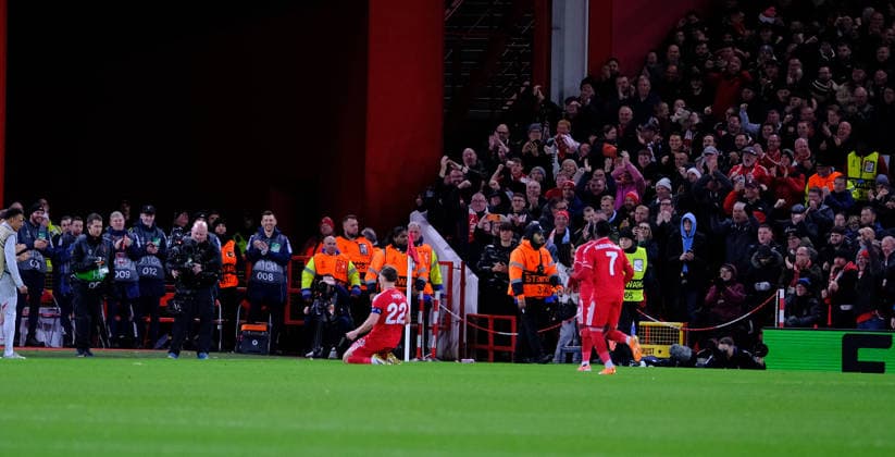 Ryan Yates of Nottingham Forest celebrates his goal in the 27th minute 1-0 during the UEFA Europa league football match between Nottingham Forest and Malmo FF at City Ground in Nottingham. Copyright: xPaulxBonser SportsxPressxPhotox Sportspressphoto_SPR66519