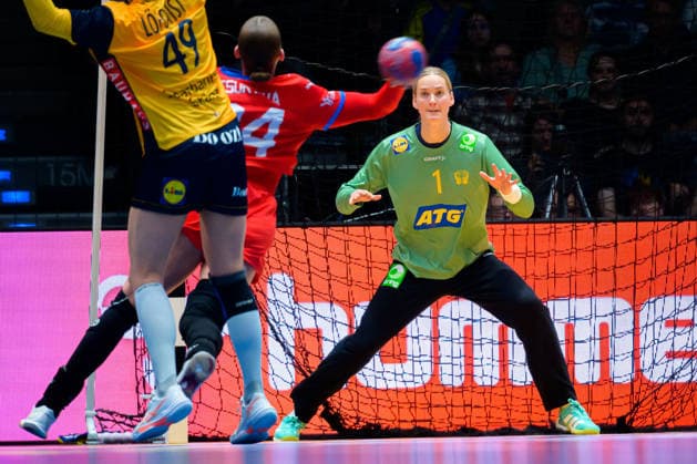 Handball, Womens World Championship, Group G Sweden Czech Republic from left Eliska Desortova Czech Republic , Johanna Bundsen Sweden Stuttgart Porsche Arena Baden Württemberg Germany