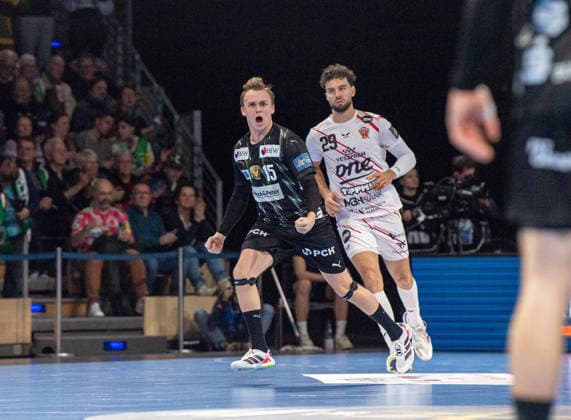 Handball, Men, Season 2025 2026, Champions League Group A, Matchday 9 , Füchse Berlin One Veszprem HC, Tobias Gröndahl Füchse Berlin , 27 11 2025, Copyright: xSebastianxRäppold MatthiasxKochx