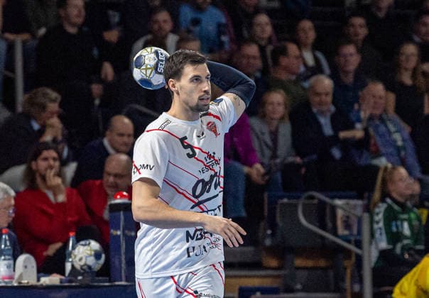 Handball, Men, Season 2025 2026, Champions League Group A, Matchday 9 , Füchse Berlin One Veszprem HC, Ivan Martinovic Veszprem , 27 11 2025, Copyright: xSebastianxRäppold MatthiasxKochx