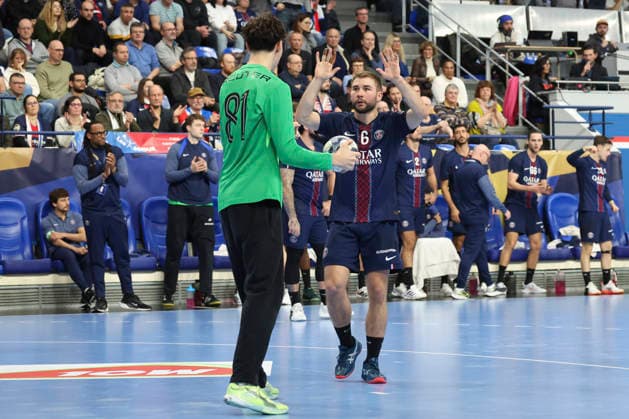 HANDBALL : Paris Saint Germain Vs Wisla Plock - Ligue des Champions - 27 11 2025 Stanis Soullier (Paris Saint Germain) - Luc Steins (Paris Saint Germain) ParisFrance  Copyright: xMichaelxBaucherx