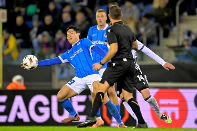 KRC Genk v Basel - UEFA Europa League GENK, BELGIUM - NOVEMBER 27 : Oh Hyeon-Gyu forward of KRC Genk during the UEFA Europa League 2025 26 League Phase MD5 match between KRC Genk and Basel on November 27, 2025 in Genk, Belgium, 27 11 2025 Genk Belgium  Copyright: xSesx