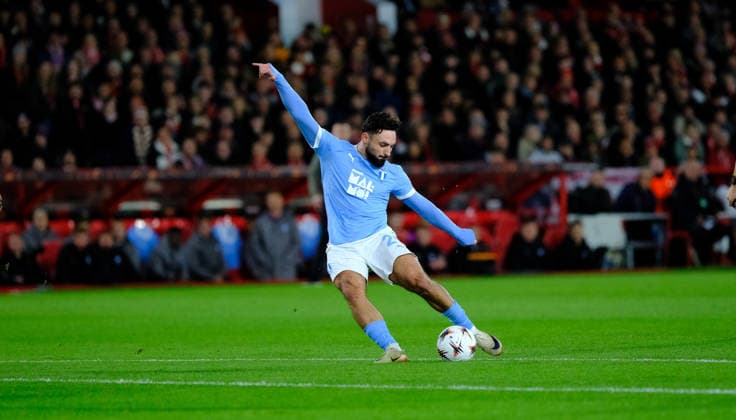 Sead Haksabanovic of Malmo FF shoots at goal during the UEFA Europa league football match between Nottingham Forest and Malmo FF at City Ground in Nottingham. Copyright: xPaulxBonser SportsxPressxPhotox Sportspressphoto_SPR66543