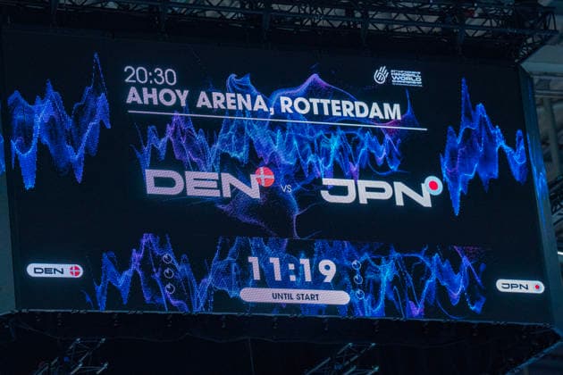 2025-11-27 Denmark v Japan ROTTERDAM, NETHERLANDS - NOVEMBER 27: scoreboard during the IHF Worldchampionship 2025 match for women, between Denmark and Japan at Ahoy on November 27, 2025 in Rotterdam, Netherlands. Rotterdam Ahoy Netherlands Content not available for redistribution in The Netherlands directly or indirectly through any third parties. Copyright: xHenkxSeppenx