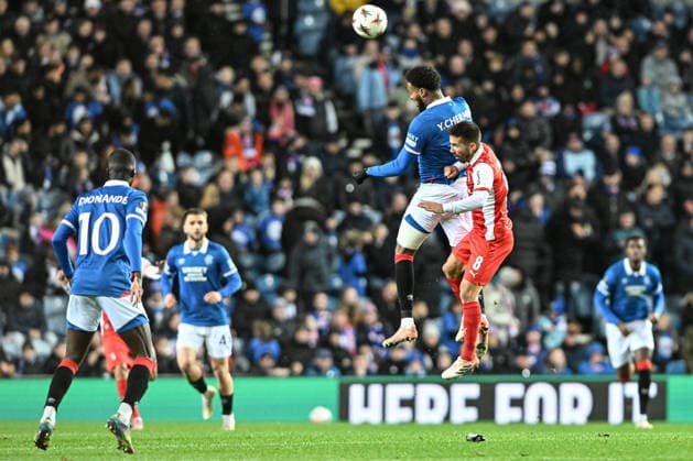 Rangers v S.C. Braga UEFA Europa League Youssef Chermiti of Rangers and Joao Moutinho of S.C. Braga during the UEFA Europa League match at Ibrox Stadium, Glasgow UK Newspapers OUT Copyright: xJamiexJohnstonx FIL-22559-0083