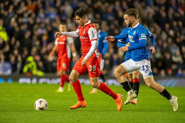 Rangers v Sporting Braga Europa League 27 11 2025. Fran Navarro of SC Braga during the UEFA Europa League 2025 26, Rangers FC vs Sporting Braga, Ibrox Stadium, Glasgow, Scotland. 27 November 2025 Govan Ibrox Stadium Glasgow Scotland Editorial use only , Copyright: xColinxPoultneyx PSI-23280-0018