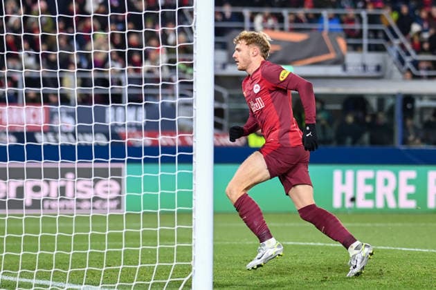 Yorbe Vertessen (Fc Salzburg) after his goal during Bologna FC vs FC Salzburg, Football Europa League match in Bologna, Italy, November 27 2025  Copyright: xGianlucaxRicci IPAxSportx xipa-agency.netx xx IPA_68453549 IPA_Agency_IPA68453549
