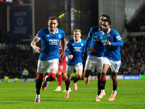 James Tavernier of Rangers celebrates scoring his sides first goal during UEFA Europa League league phase match at Ibrox Stadium, Glasgow. Rangers v S.C. Braga - UEFA Europa League - League Phase - Ibrox Stadium, Glasgow, Lanarkshire, Scotland, UK - 27 Nov 2025Glasgow Ibrox Stadium Lanarkshire, Scotland United Kingdom EDITORIAL USE ONLY  Copyright: xRangersxFC Shutterstockx 15955270u
