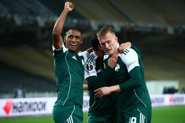 UEFA Europa League - Panathinaikos vs Sturm Graz - Panathinaikos player Karol Swiderski celebrates after scoring the 1-0 during the UEFA Europa League Phase matchday 5 soccer match between Panathinaikos and Sturm Grazs at the Olympic Athletic Center of Athens Spyros Louis in Athens, Greece, 27 November 2025. IMAGO ONE INCH PRODUCTIONS ATHENS GREECE Copyright: xONExINCHxPRODUCTIONSx 6753826
