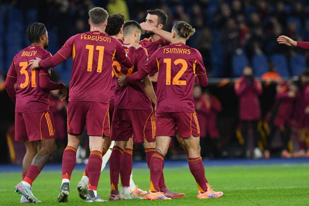 Stephan El Shaarawy of AS Roma celebrates scoring his goal during the Europa League match between AS Roma v FC Midtjylland at Olimpico stadium in Rome, Italy, Nov 27th,, 2025.  Copyright: xMattiaxVian IPAxSportx xipa-agency.netx xx IPA_68454551 IPA_Agency_IPA68454551