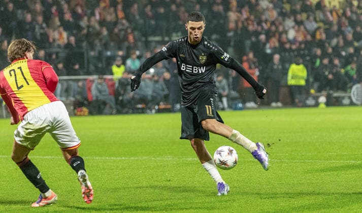 Deventer , Europa League Go Ahead Eagles Deventer vs VfB Stuttgart , Goal to 0 3 , Scorer Bilal El Khannouss VfB