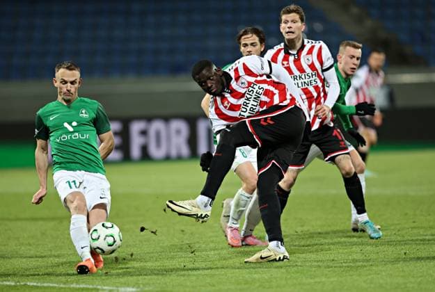 Breidablik v Samsunspor - UEFA Conference League REYKJAVIK, ICELAND - NOVEMBER 27: Marius Mouandilmadji (9) of Samsunspor in action during the UEFA Conference League week 4 match between Breidablik and Samsunspor at Laugardalsvollur Stadium in Reykjavik, Iceland, on November 27, 2025. Veysel Altun Anadolu Reykjavik Iceland. Editorial use only. Please get in touch for any other usage.  Copyright: x2025xAnadoluxVeyselxAltunx