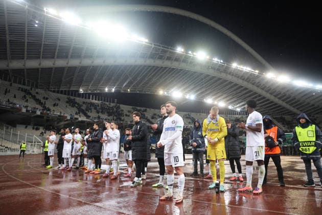 SOCCER - UEFA EL, Panathinaikos vs Sturm GRAZ,AUSTRIA,27.NOV.25 - SOCCER - UEFA Europa League, Panathinaikos Athen vs SK Sturm Graz. Image shows the disappointment of Sturm.  GEPAxpictures xChrisxBauer