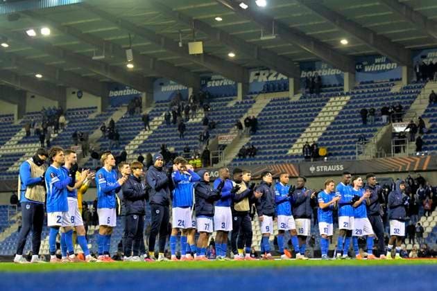 KRC Genk v Basel - UEFA Europa League GENK, BELGIUM - NOVEMBER 27 : players of KRC Genk celebrate the victory after the UEFA Europa League 2025 26 League Phase MD5 match between KRC Genk and Basel on November 27, 2025 in Genk, Belgium, 27 11 2025 Genk Belgium  Copyright: xSesx