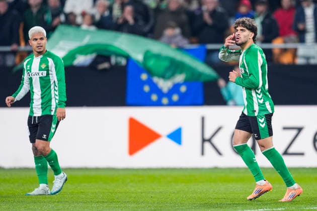 November 27, 2025, Sevilla, Sevilla, SPAIN: Abde Ezzalzouli of Real Betis celebrates a goal during the UEFA Europa League, football match played between Real Betis and FC Utrecht at La Cartuja stadium on November 27, 2025, in Sevilla, Spain. Sevilla SPAIN - ZUMAa181 20251127_zaa_a181_057 Copyright: xJoaquinxCorcherox