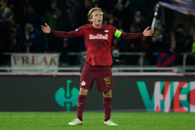 SOCCER - UEFA EL, Bologna vs RBS BOLOGNA,ITALY,27.NOV.25 - SOCCER - UEFA Europa League, FC Bologna vs Red Bull Salzburg. Image shows Mads Bidstrup (RBS).  GEPAxpictures xInsidefoto xAndreaxStaccioli
