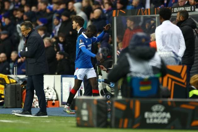 Mohamed Diomande of Rangers heads up the tunnel after he was sent off during the Europa League league phase match at Ibrox Stadium, Glasgow. Rangers v Braga - UEFA Europa League - League Phase - Ibrox Stadium, Glasgow, Lanarkshire, Scotland, UK - 27 Nov 2025Glasgow Ibrox Lanarkshire United Kingdom  Copyright: xO Rourke RangersxFC Shutterstockx 15953532bg
