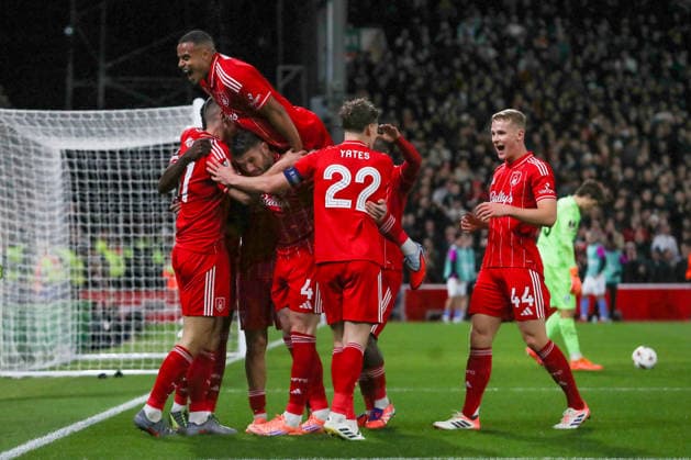 Nottingham Forest v Malmo FF, UEFA Europa League Nikola MilenkoviÄ‡ Of Nottingham Forest scores a GOAL 3-0 and celebrates during the Nottingham Forest v Malmo FF UEFA Europa League Round 1 match at the City Ground, West Bridgford, England on 27 November 2025 Credit: Lee Keuneke Every Second Media Editorial use only. All images are copyright Every Second Media Limited. No images may be reproduced without prior permission. Copyright: xIMAGO EveryxSecondxMediax ESM-1679-0053 LeexKeunekex xEveryxSecondxMediax