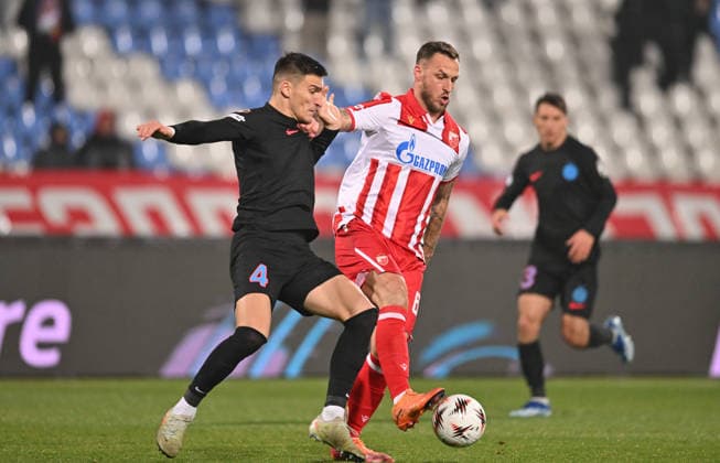 CRVENA ZVEZDA vs FCSB STEAUA BUCHAREST MARKO ARNAUTOVIC vs DANIJEL GRAOVAC football Crvena zvezda vs FCSB Steaua Bucharest during UEFA Europa league match at Rajko Mitic stadium, Belgrade 27.11.2025 Foto: FOOTBALL, UEFA EUROPA LEAGUE, CRVENA ZVEZDA, RED STAR, FCSB STEAUA BUCHAREST Belgrade Rajko Mitic stadium Serbia Copyright: xMarkoxMetlas xMNxPressx