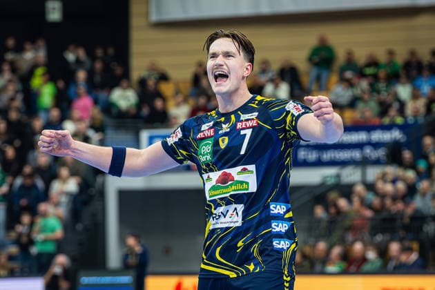 27 11 2025, xovx, Handball Daikin Handball Bundesliga, HSG Wetzlar Rhein Neckar Löwen Cheers for Robert Timmermeister Rhein Neckar Löwen Wetzlar Buderus Arena Hessen Germany EN