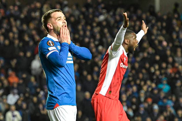 Rangers v S.C. Braga UEFA Europa League Nicolas Raskin of Rangers rues a missed chance during the UEFA Europa League match at Ibrox Stadium, Glasgow UK Newspapers OUT Copyright: xJamiexJohnstonx FIL-22559-0180