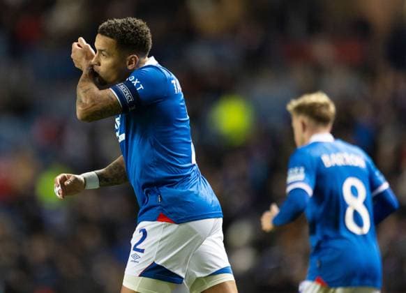 James Tavernier of Rangers celebrates scoring his sides first goal during UEFA Europa League league phase match at Ibrox Stadium, Glasgow. Rangers v S.C. Braga - UEFA Europa League - League Phase - Ibrox Stadium, Glasgow, Lanarkshire, Scotland, UK - 27 Nov 2025Glasgow Ibrox Stadium Lanarkshire, Scotland United Kingdom EDITORIAL USE ONLY  Copyright: xRangersxFC Shutterstockx 15955270av