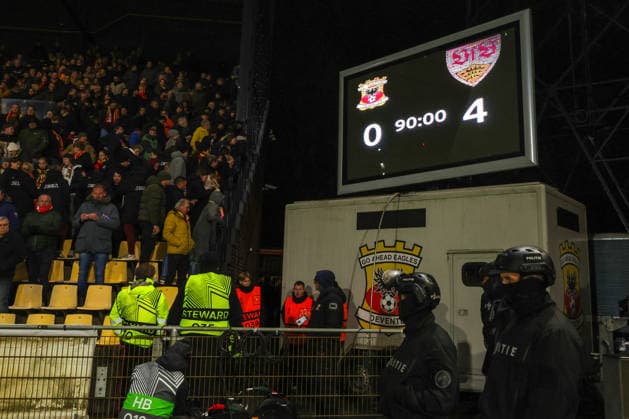 Police during the UEFA Europa League, League phase, football match Go Ahead Eagles vs VFB Stuttgart at the De Adelaarshorst for the UEFA Europa League season 2025 2026 in DEVENTER, Netherlands on 27 november 2025, photo by Peter Lous EYE4images DeFodi Images