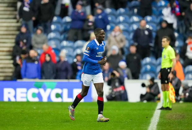 Mohamed Diomande of Rangers sent off by Referee Allard Lindhout for a second yellow card offence. Rangers v Braga, UEFA Europa League, Group Stage, Football, Ibrox Stadium, Glasgow, Scotland, UK - 27 Nov 2025Glasgow Ibrox Scotland United Kingdom EDITORIAL USE ONLY No use with unauthorised audio, video, data, fixture lists, club league logos or live services. Online in-match use limited to 120 images, no video emulation. No use in betting, games or single club league player publications.  Copyright: xStuartxWallace Shutterstockx 15928082as